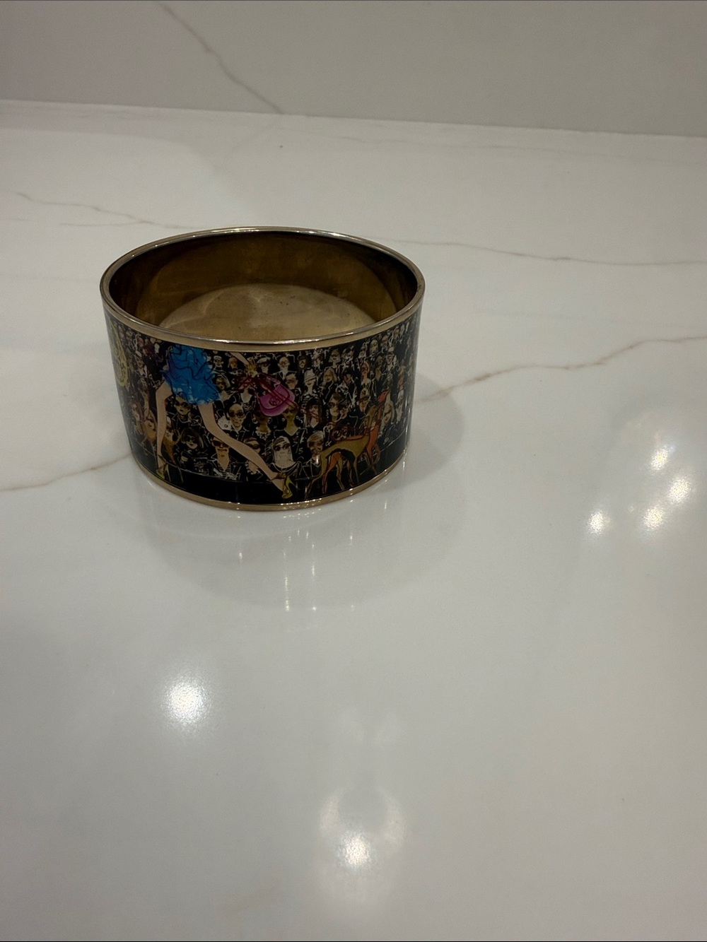 Henri Bendel Black Gold Graphic Cuff with Blue and Pink Accents - Picture 5 of 7
